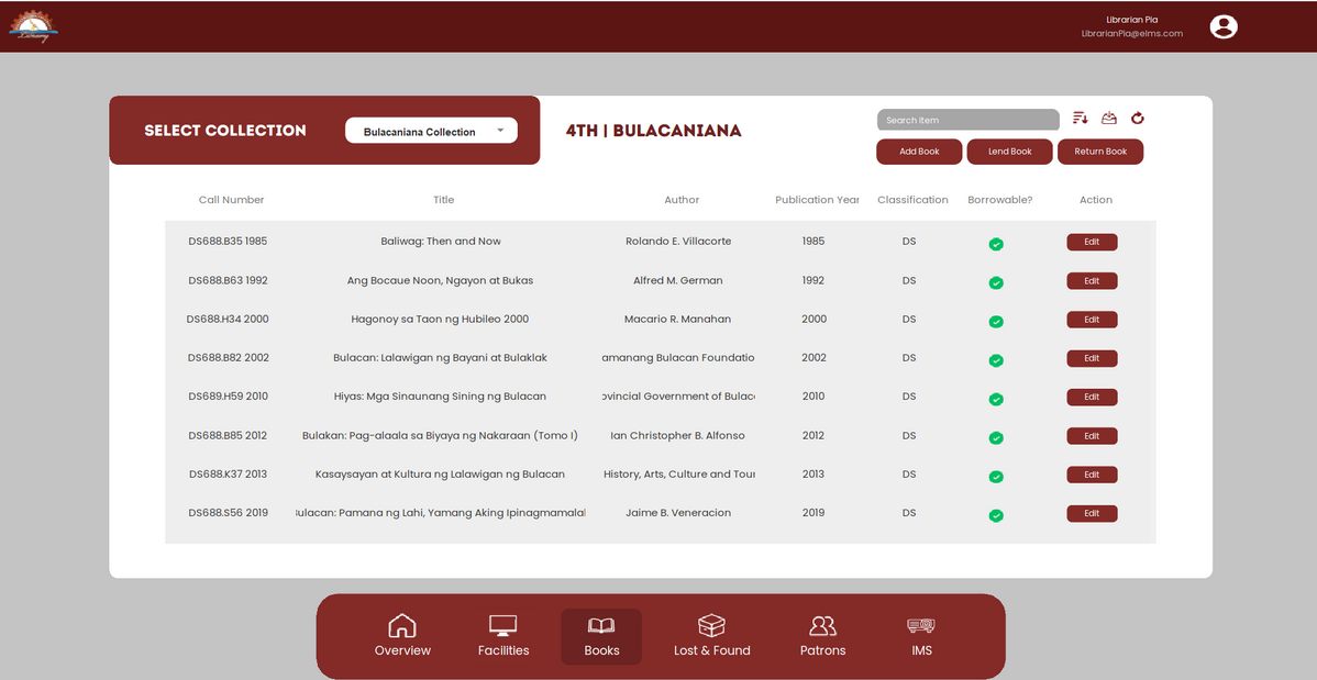 BulSU Multi-Level E-Library System — Books screenshot