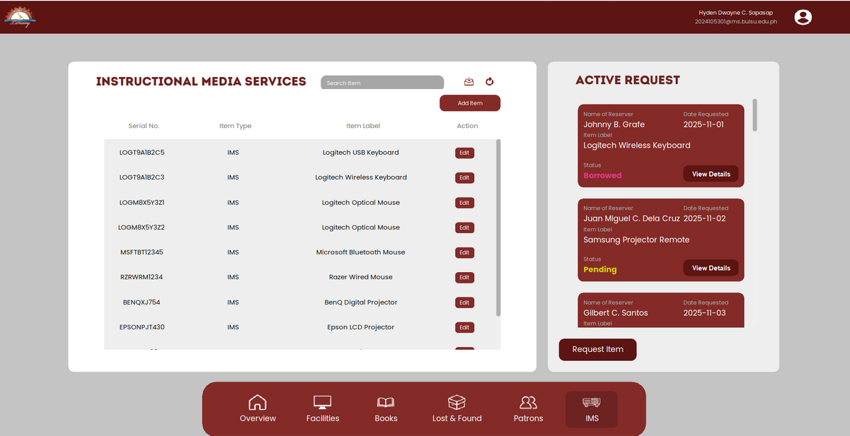 BulSU Multi-Level E-Library System — IMS screenshot