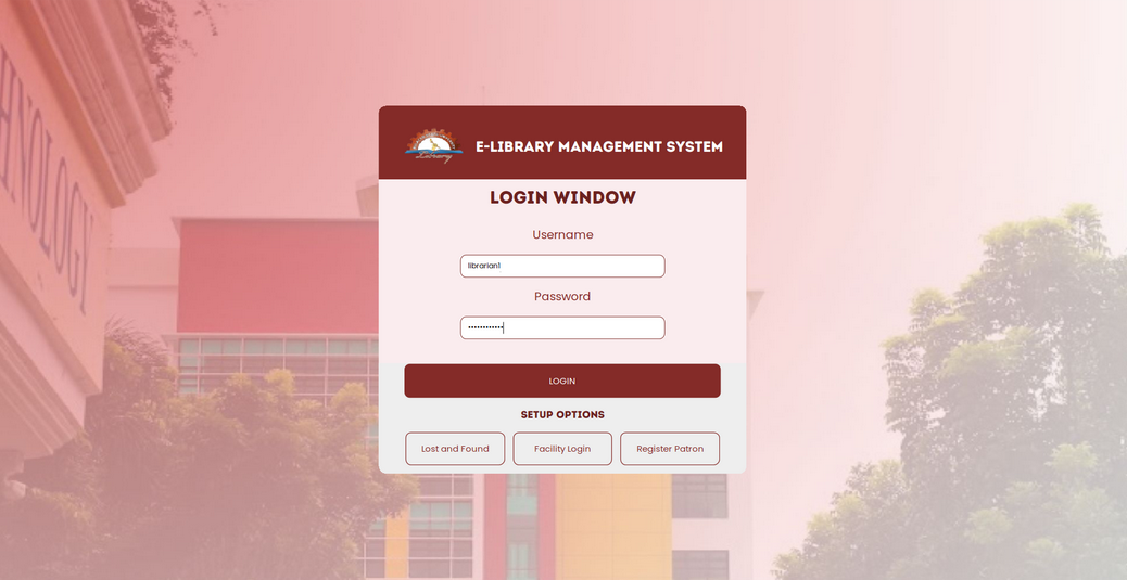 BulSU Multi-Level E-Library System — Login screenshot