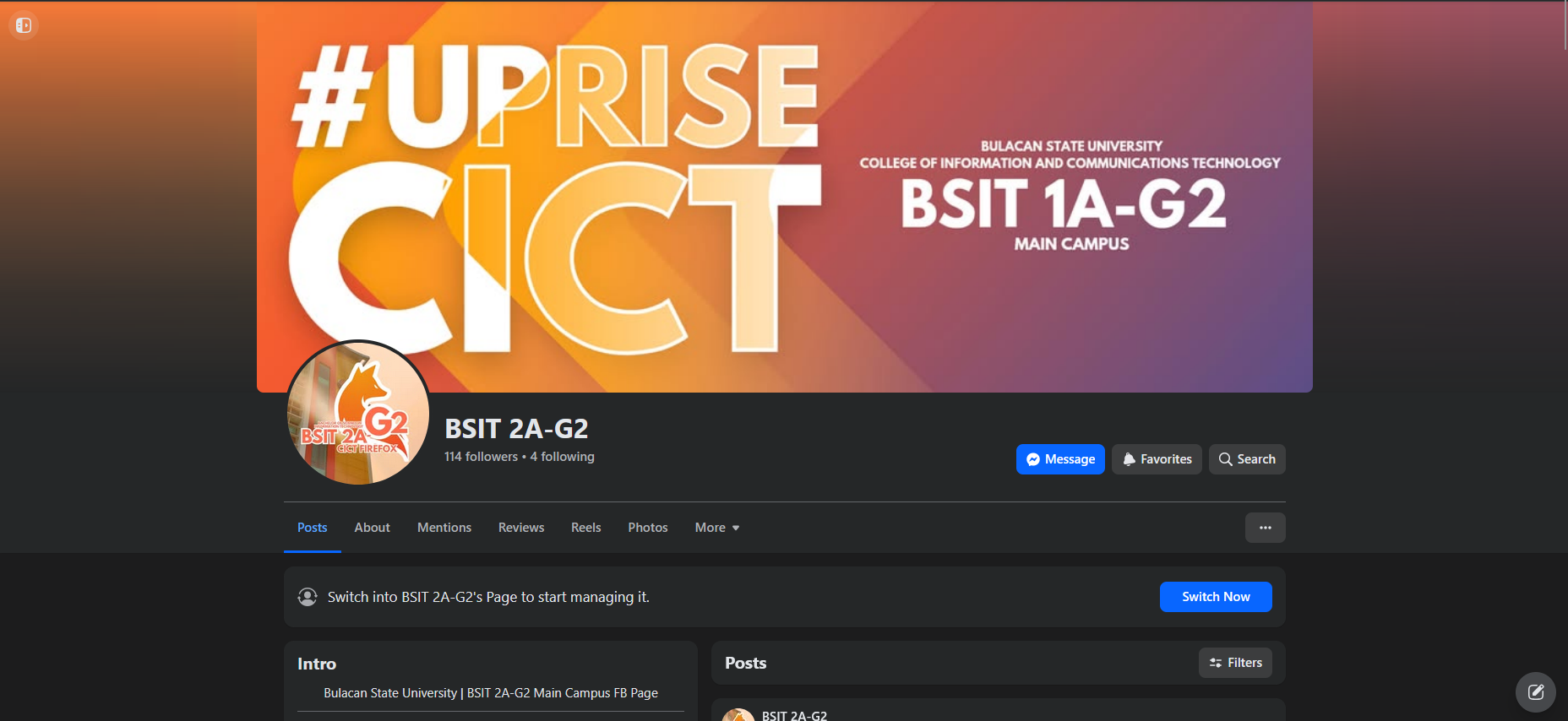 BSIT 2A-G2 Facebook Page Management — project screenshot