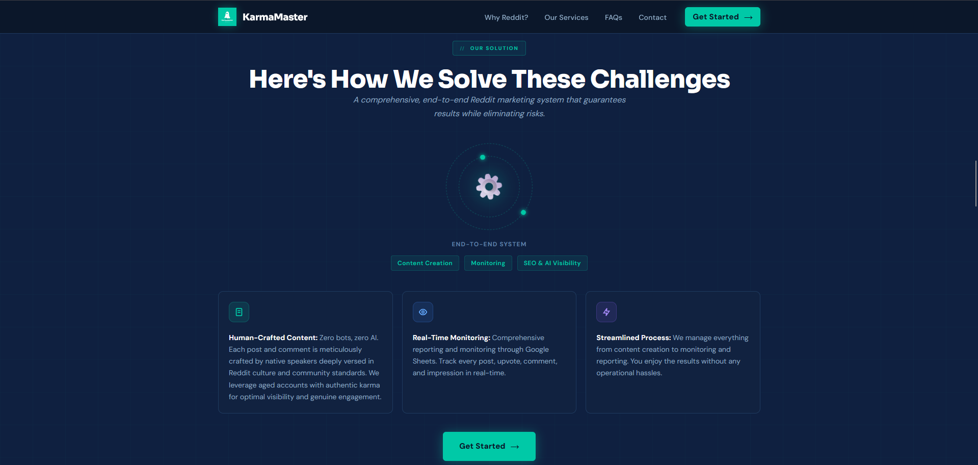 KarmaMaster – Reddit Marketing Agency Website — Our Solutions