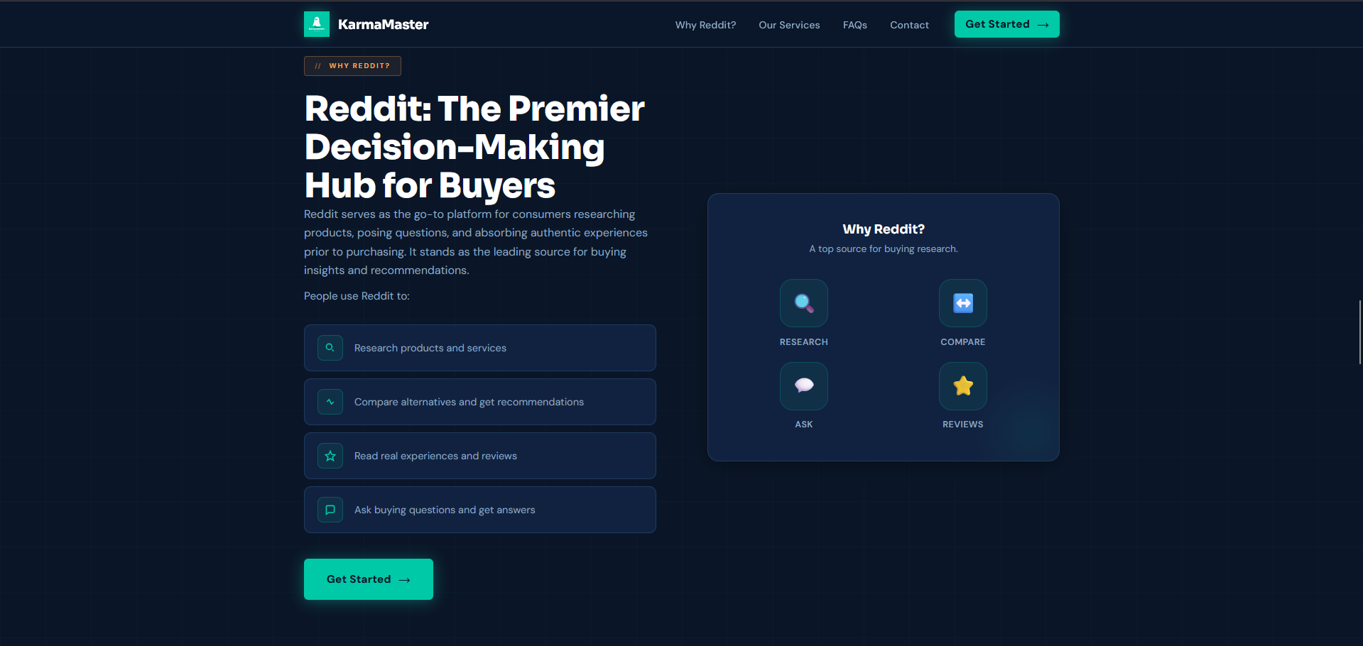 KarmaMaster – Reddit Marketing Agency Website — Why Reddit